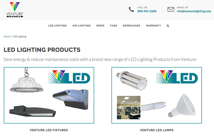 Venture Lighting Launches New Website